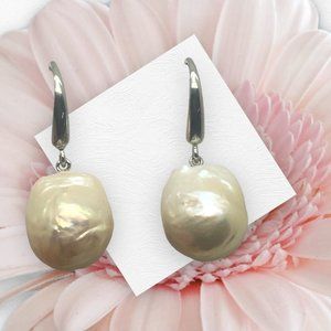 Honora Nucleated Baroque Pearl Hoop Dangle Earring